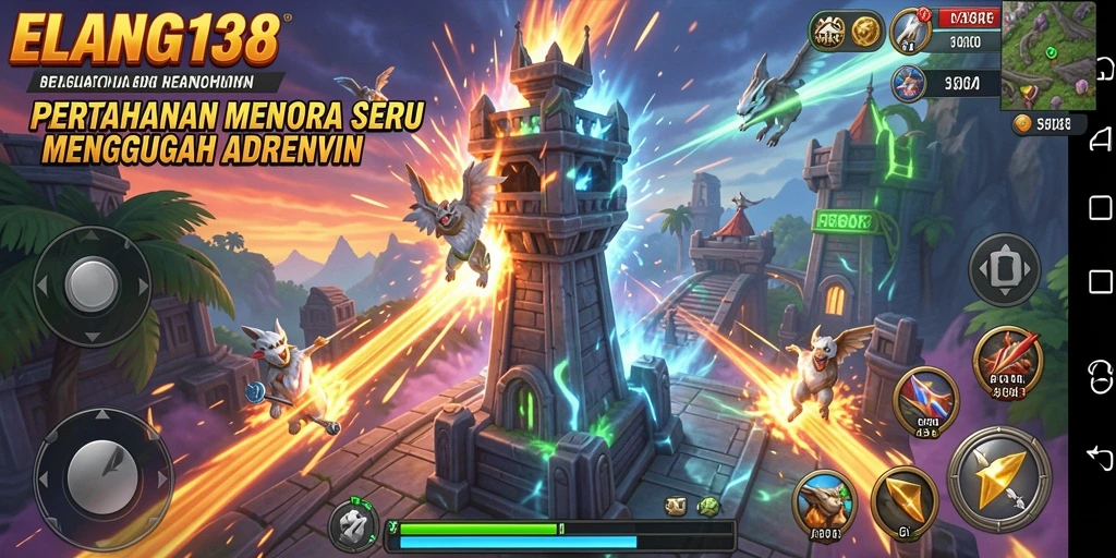 Tampilan gameplay ELANG138 dengan aksi Tower Defense yang intens.