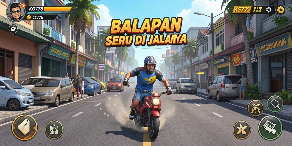 Screenshot gameplay KG778 yang menunjukkan balapan seru di trek.