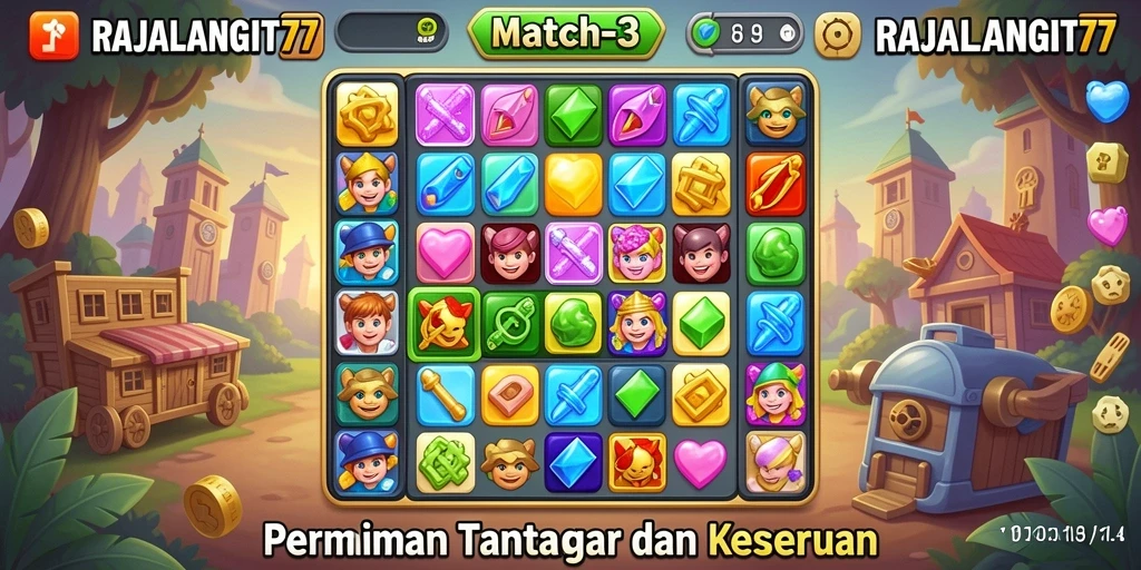 Gameplay seru di RAJALANGIT77 dengan tantangan Match-3 yang menarik.