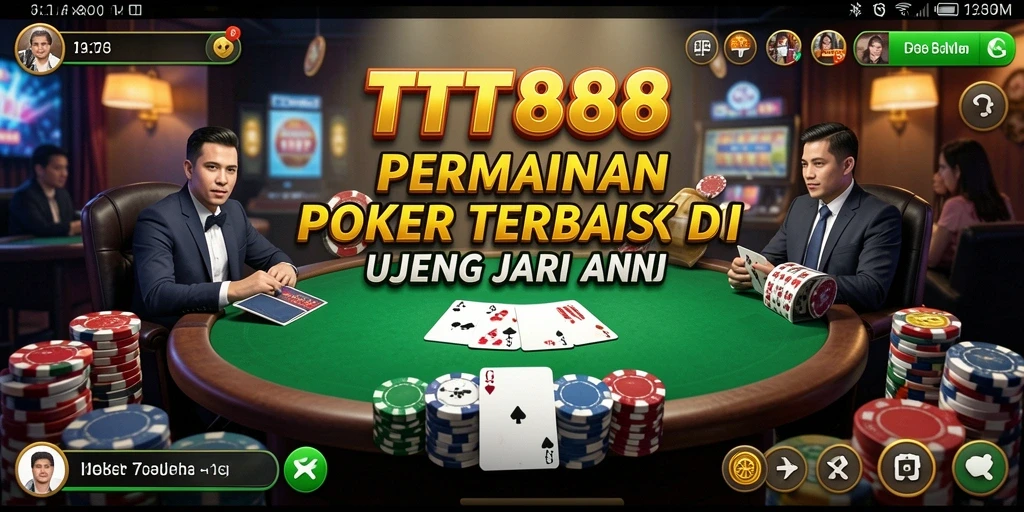 Tampilan menarik dari gameplay TTT888 dengan suasana Poker yang mendebarkan.